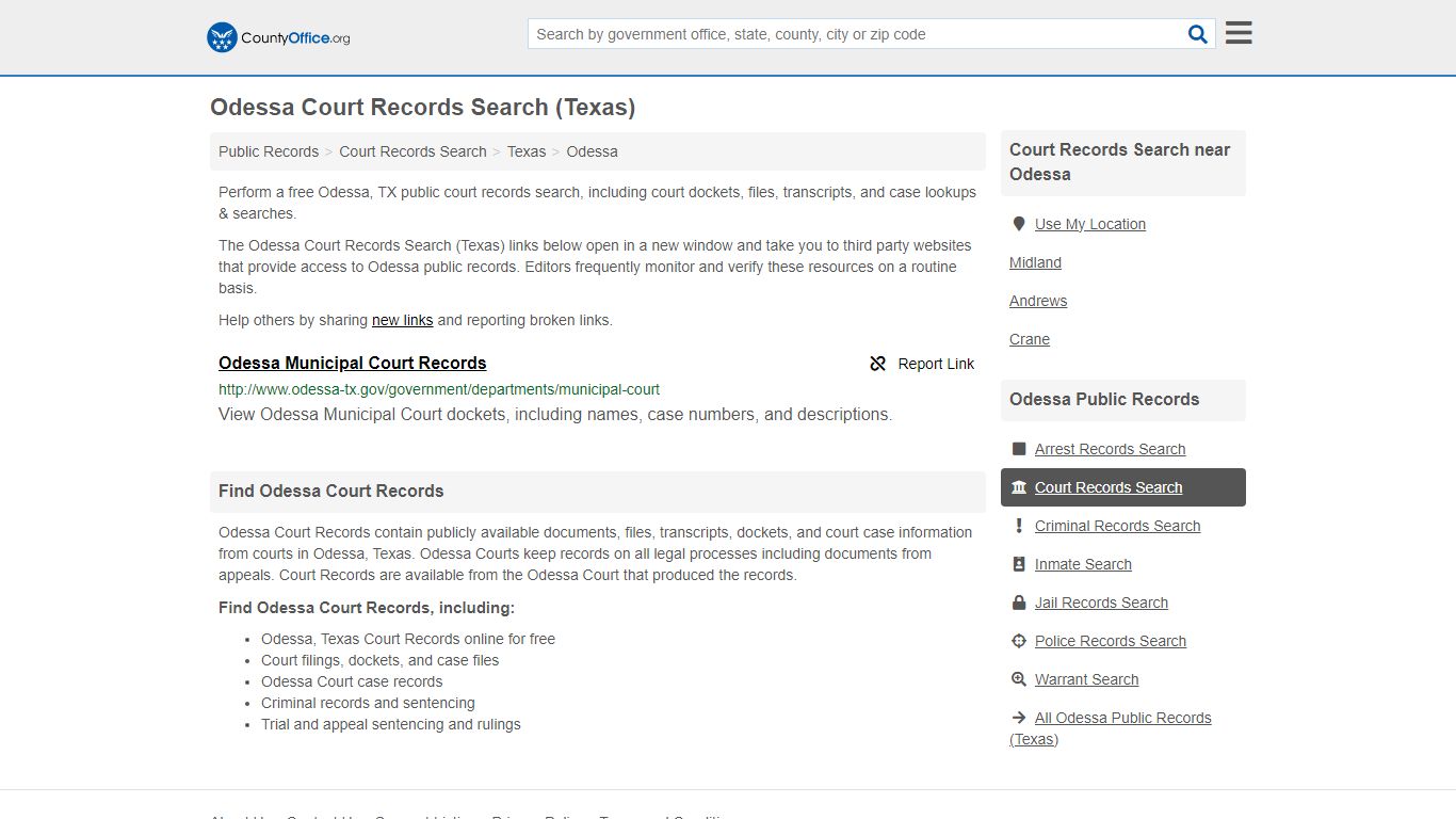 Odessa Court Records Search (Texas) - County Office